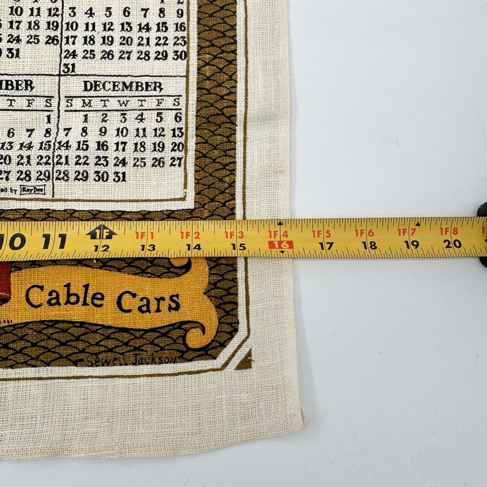 VTG 1980 San Francisco Cable Cars‎ Calendar Tea Towel Sewell Jackson 27x16 - Picture 8 of 16